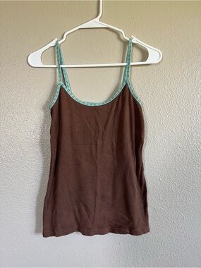 Arizona Jean Company Brown Ribbed Tank with Mint Trim